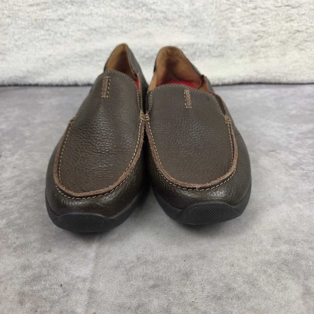 Nunn Bush Mens Brown Pebbled Leather Slip On Loafers Moc Toe Shoes S2441